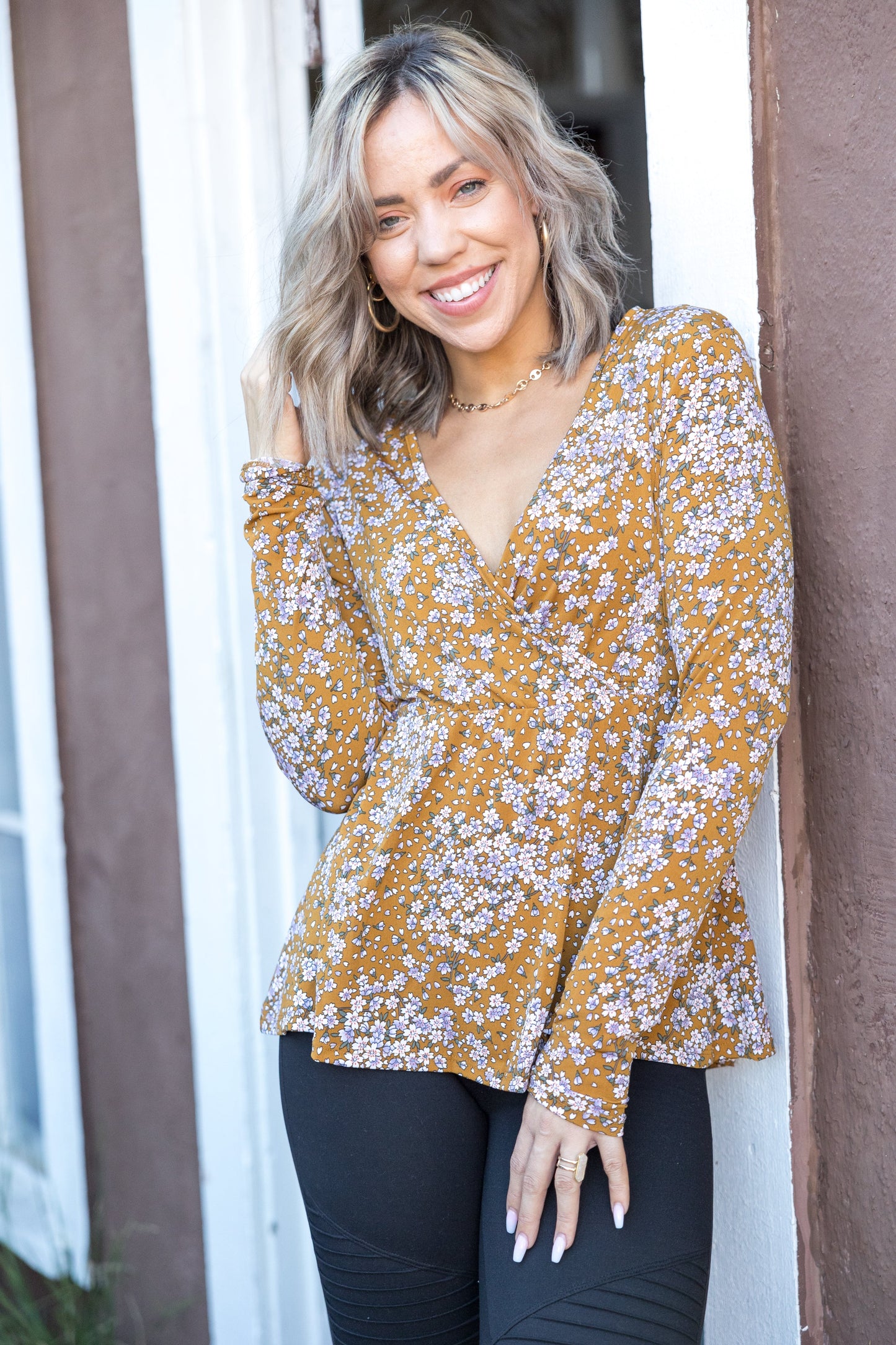 Mustard Floral Peplum