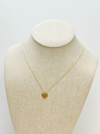 PREORDER: Crystal-Studded Gold-Dipped Heart Pendant Necklace
